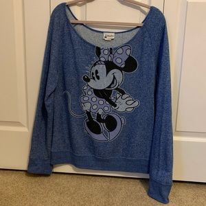 Minnie Mouse Off Shoulder Boat Neck Sweatshirt